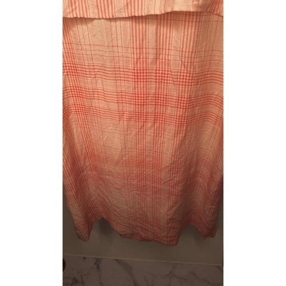 LC Lauren Conrad Womens Coral Plaid Lightweight Trench Coat Large - Picture 7 of 9